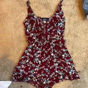 Burgundy floral romper